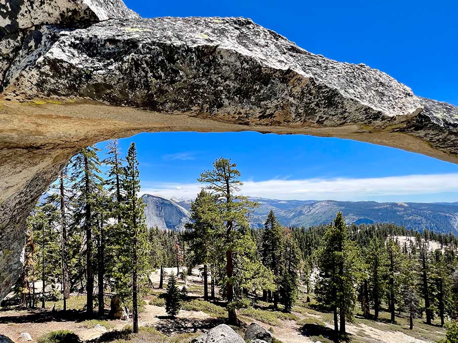 Half Dome framed by Indian Rock Arch